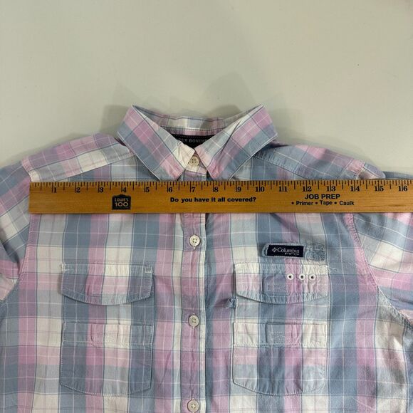 Columbia Women's PFG Super Bonehead Button Down Shirt Pink Blue Plaid Size XS - Picture 6 of 12